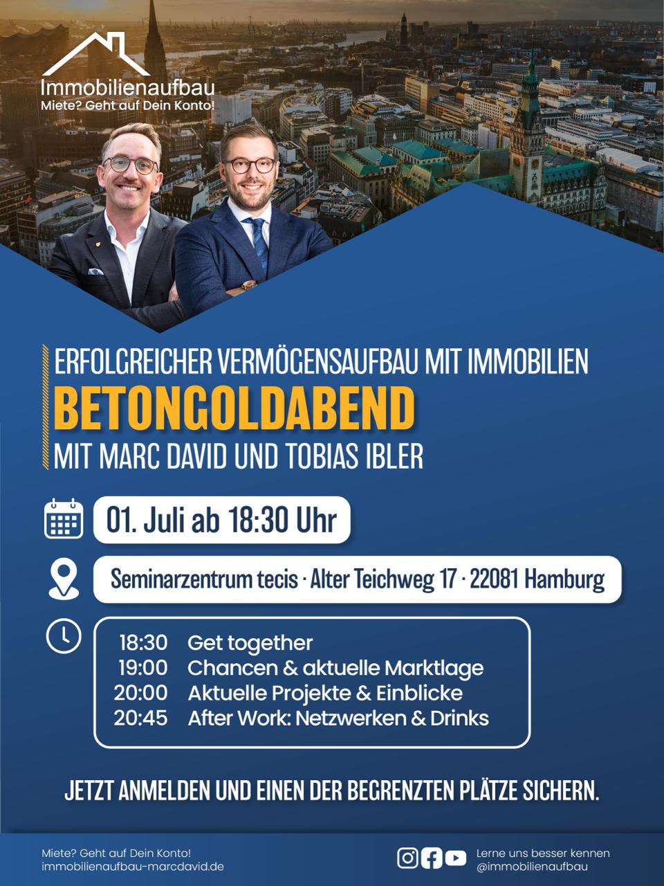 Betongoldabend Flyer — Marc David und Tobias Ibler